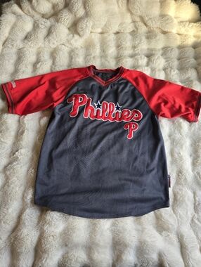 Stitches Phillies Red and Dark Gray Short Sleeve Jersey